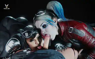 Doppio pompino con Harley Quinn e Catwoman - Parodia DC Comics
