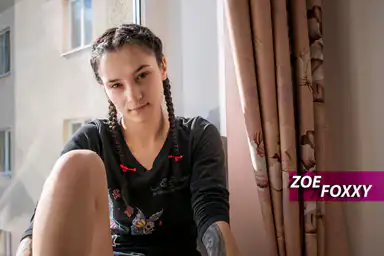 Zoe Foxxy Exhibitionist Teen Takes Huge Dick at Hotel Window