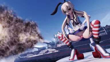 Kantai Collection Shimakaze dildo a fuoco vivo