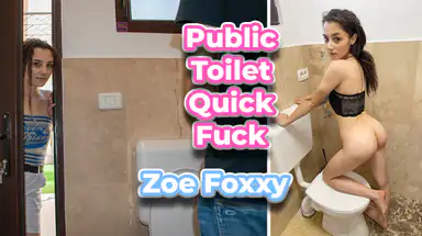 Zoe Foxxy Brunette Teen Quick Fuck in Public Toilet
