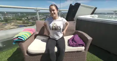 Sunny Afternoon Rooftop Dildo Masturbation College Girl Rosanna