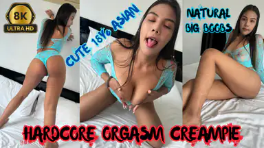 Asiatica carina 18enne, orgasmo hard e creampie