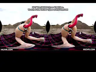 Hotkinkyjo take long red dildo in her gaping open with XO speculum ass at the sand mine