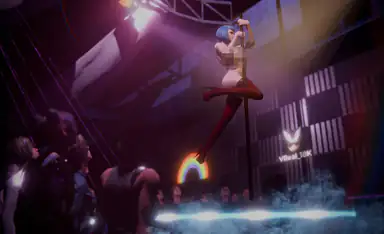Evelyn Parker Shows Off Her Stunning Body in a Captivating Pole Dance Performance Cyberpunk